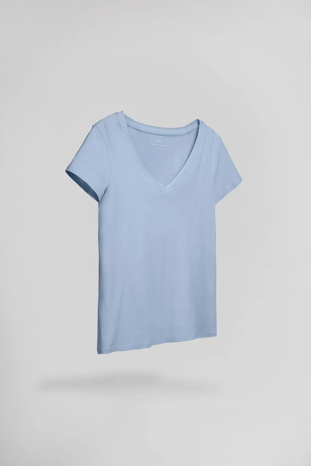 Teddy Smith T-Mia t-shirt donna blu nuvoloso scollo a V jersey