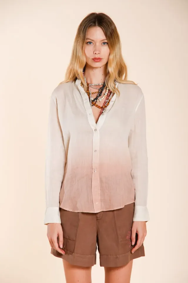 Mason's Delhi camicia donna rosa manica lunga ramie