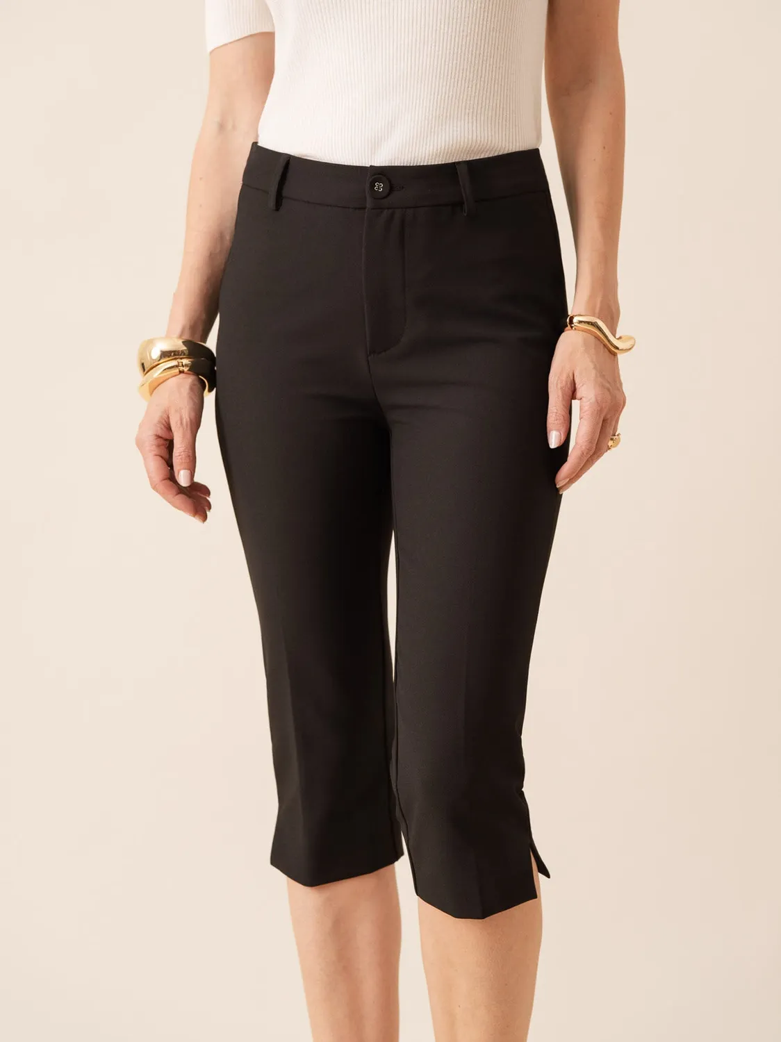 Oraije Capri pantacourt slim nero al ginocchio