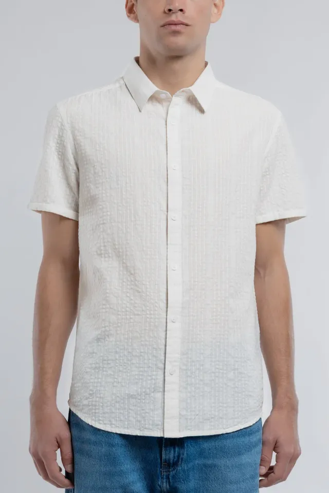 Teddy Smith Cut 2 MC camicia slim middle white uomo