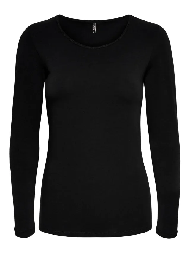 Only Onllive Love maglia donna maniche lunghe girocollo nero