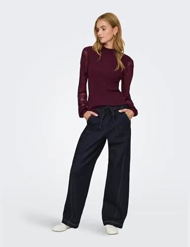 ONLY Onlannelina Maglia Collo Alto Donna Nero Lana