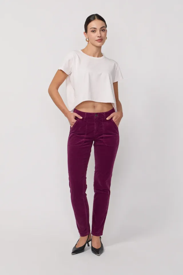 Acquaverde Pierce Figue pantalone velluto mid-rise