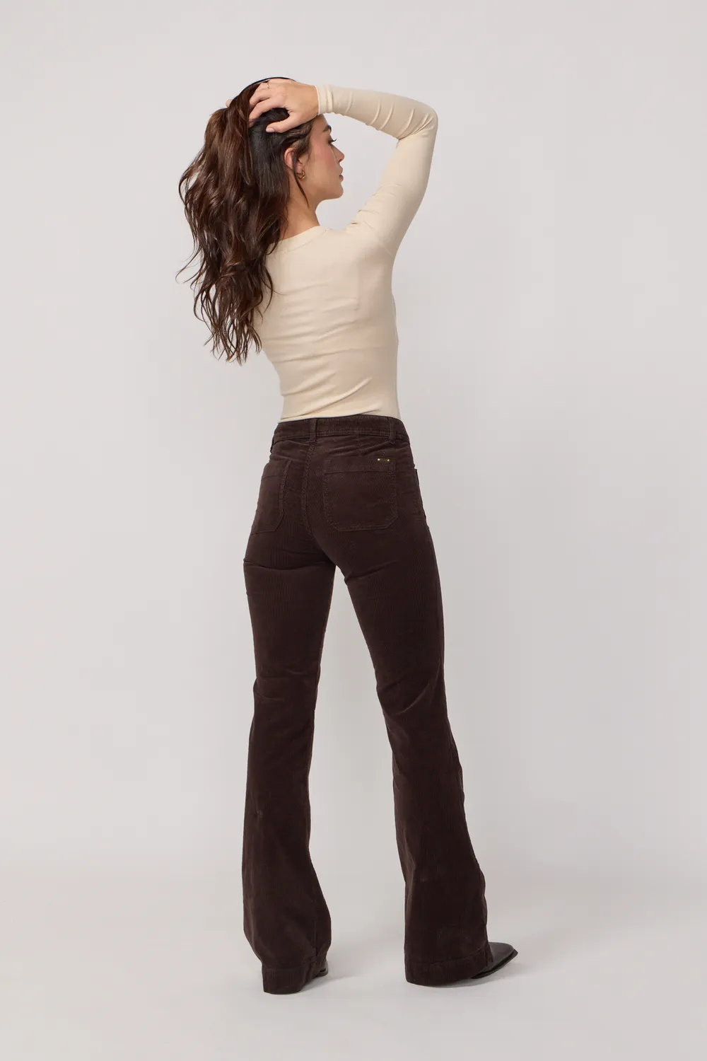 Acquaverde Charlotte pantalone Brown bootcut velluto