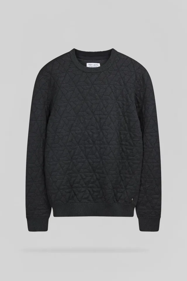 Teddy Smith P-Marvin maglione uomo nero jacquard geometrico