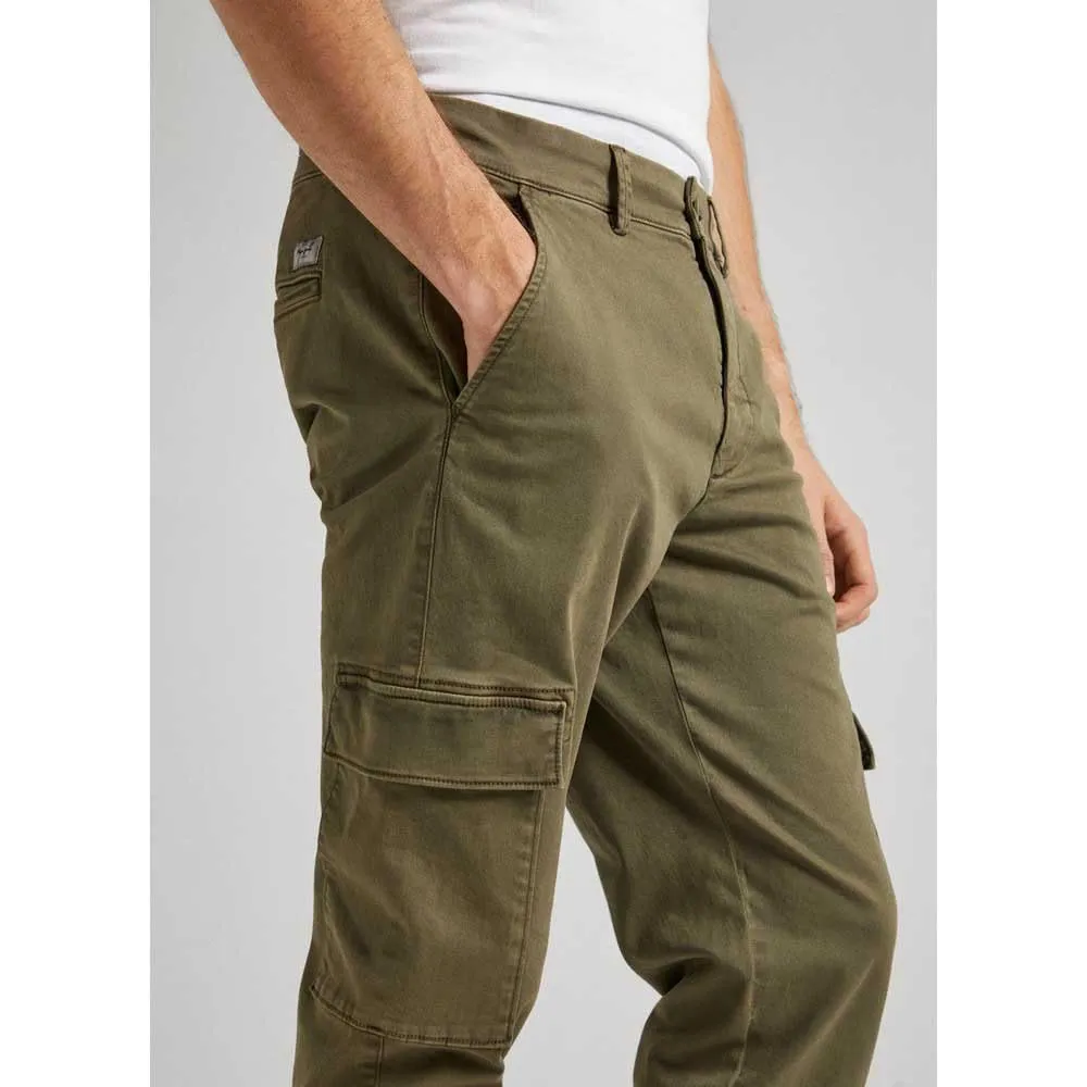 Pepe Jeans cargo uomo slim twill verde militare