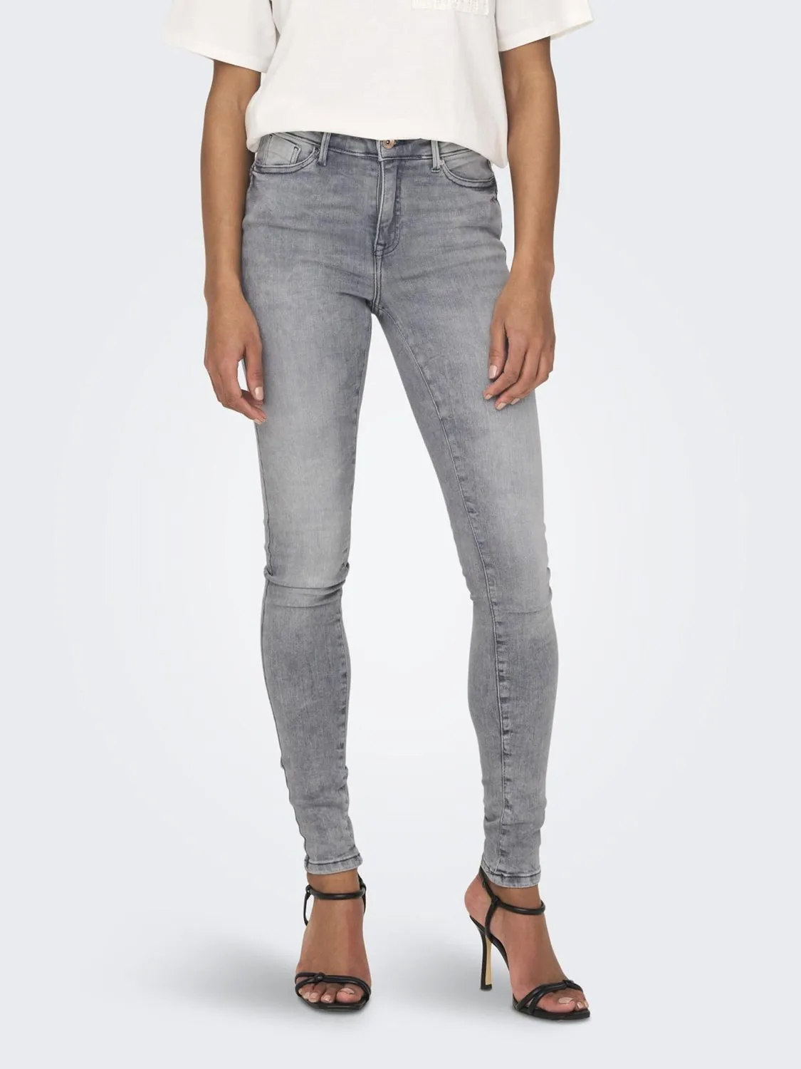 ONLY ONLPower Mid Push Up jeans skinny grigio