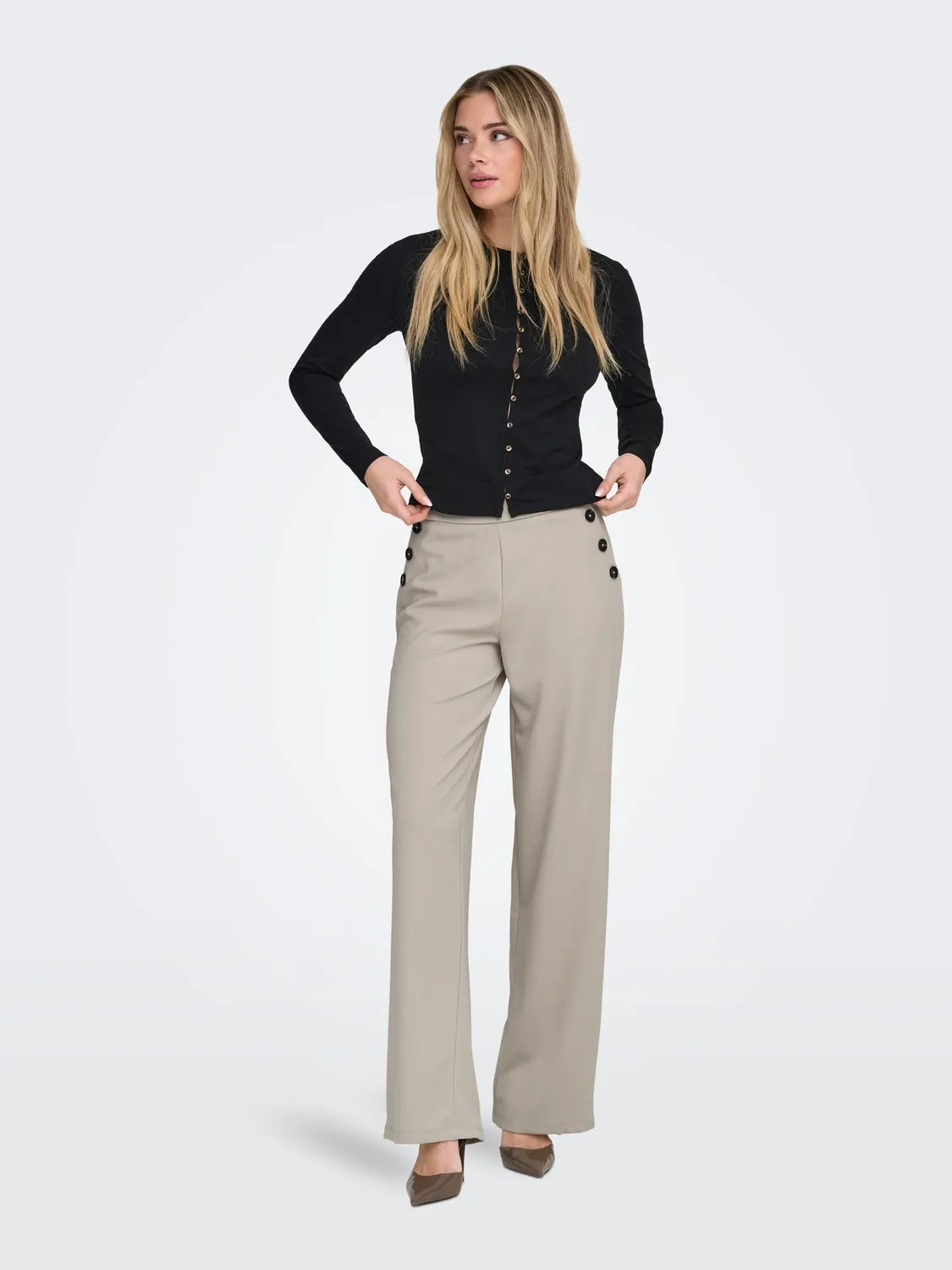 ONLY ONLRina Life Pantalone Jersey Bottoni