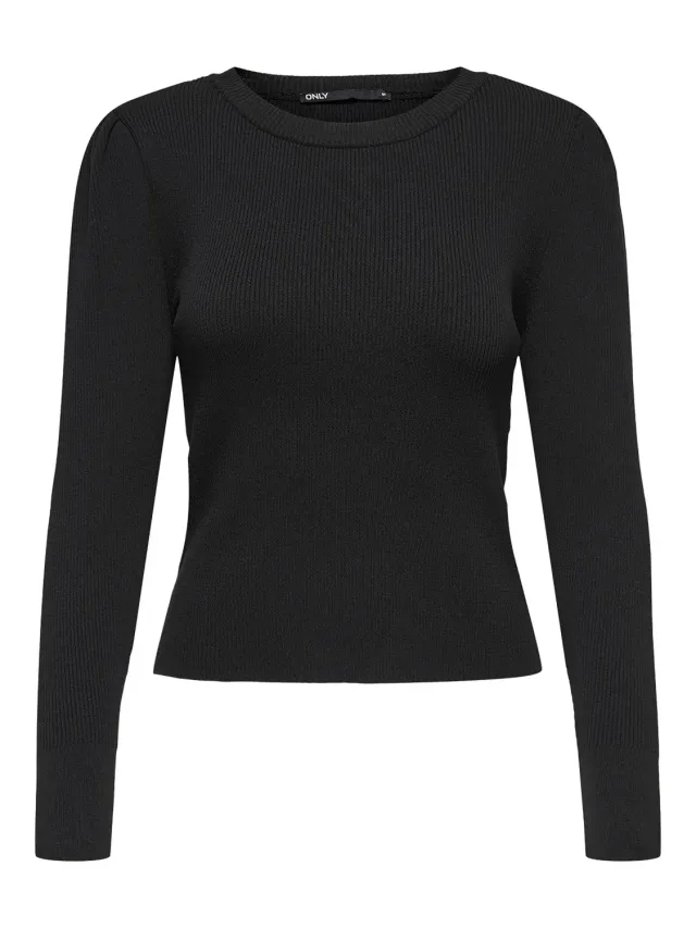 ONLY Onlsally Maglione Donna Nero Collo Rotondo