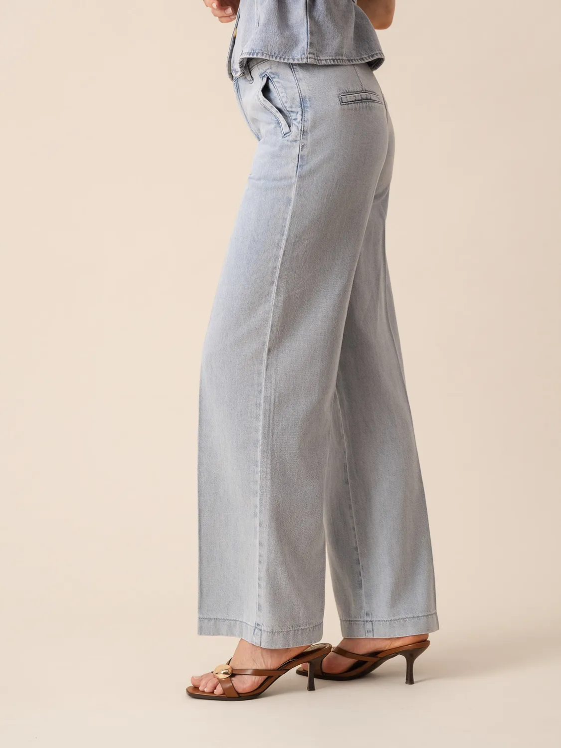 Oraije Eleonore jeans wide azzurro chiaro lyocell