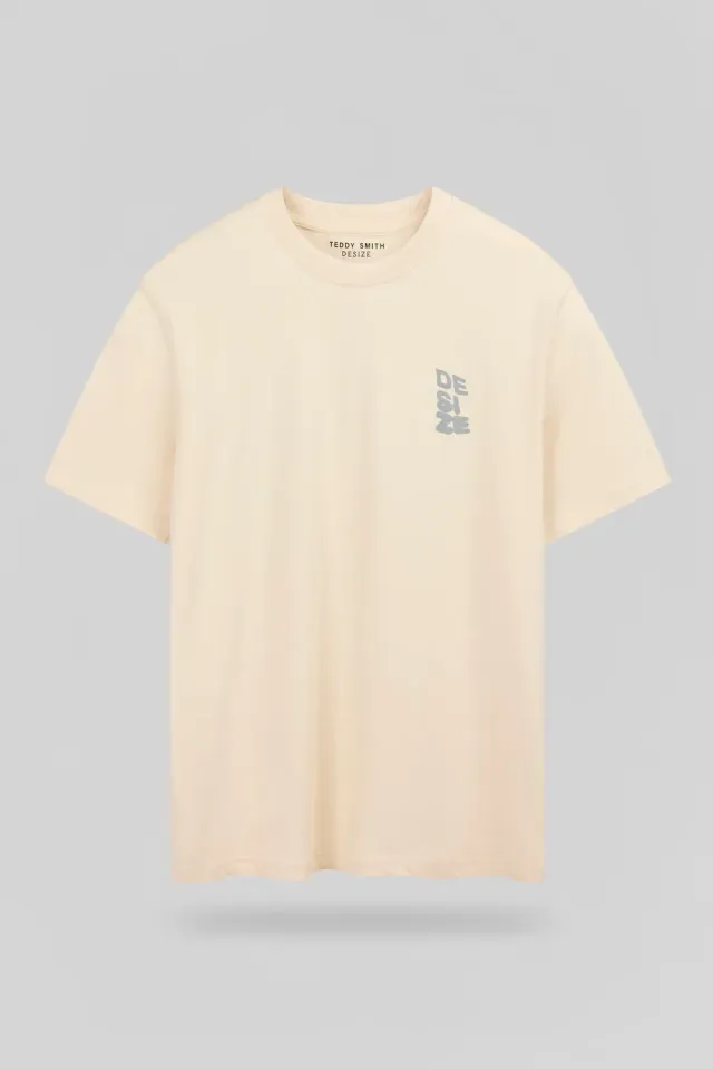 Teddy Smith T-Wall MC t-shirt uomo cream vestibilità ampia