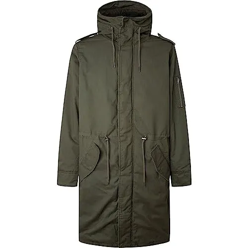 Pepe Jeans Bowie Parka Uomo Lungo in Twill Taglia L