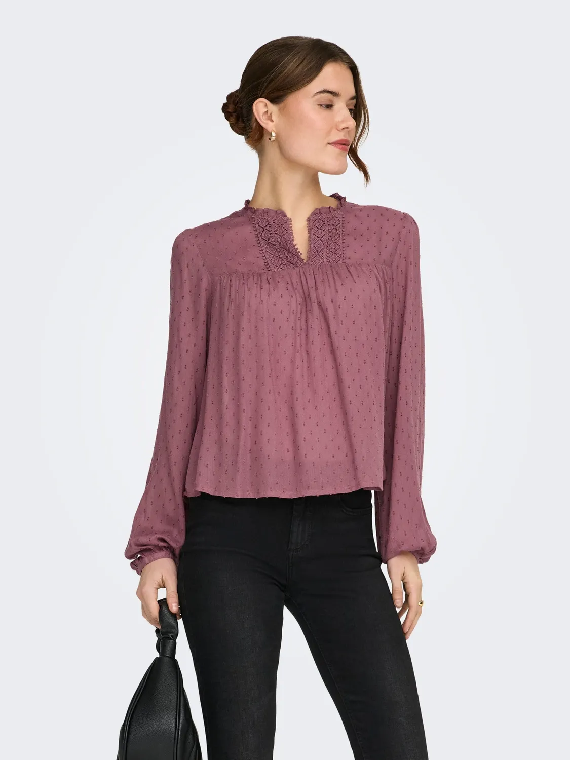 ONLY Onlgeza LS Dobby Tape top cloud dancer M