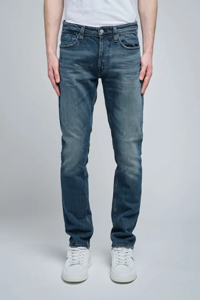 Teddy Smith Reg L32 Blue Black jeans uomo dritto stretch