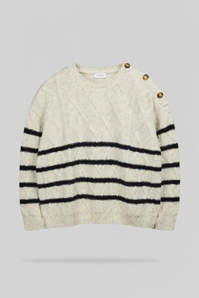 Teddy Smith P-Pola pullover oversize trecce avorio donna