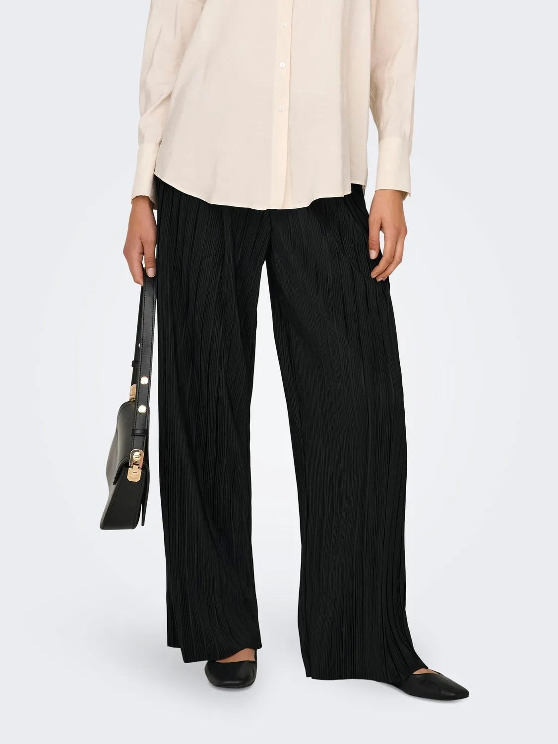 Only Onlravenna Pantaloni Plisse Donna L Nero Elastici