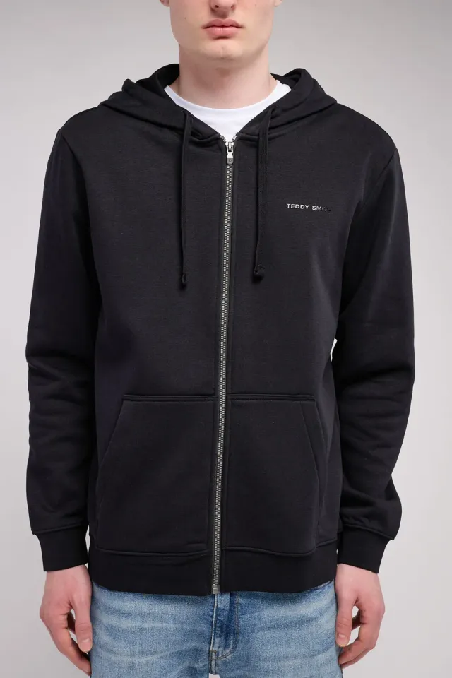 Teddy Smith Giclass Little Felpa Zip Uomo Nera Cappuccio