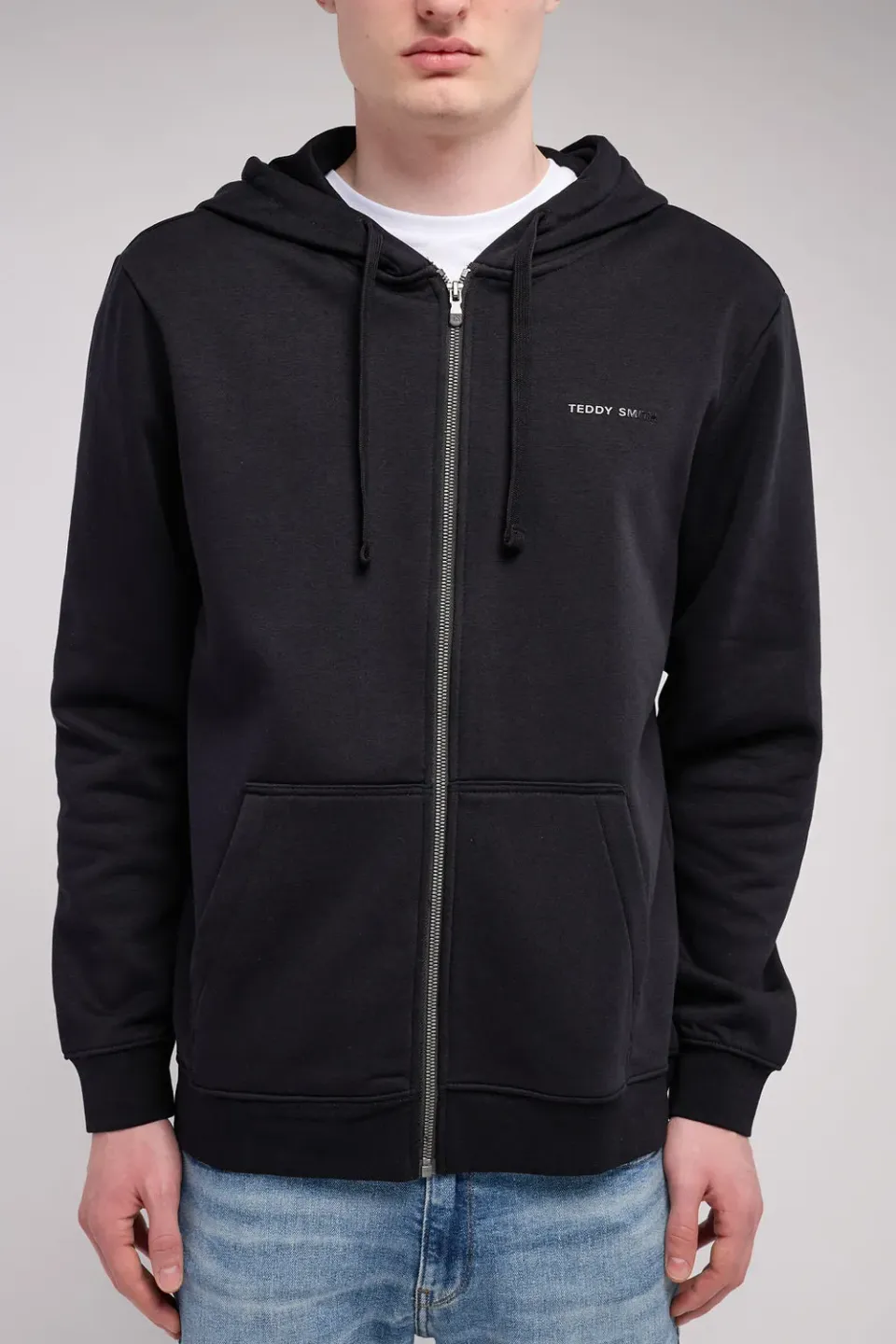 Teddy Smith Giclass Little Felpa Zip Uomo Nera Cappuccio