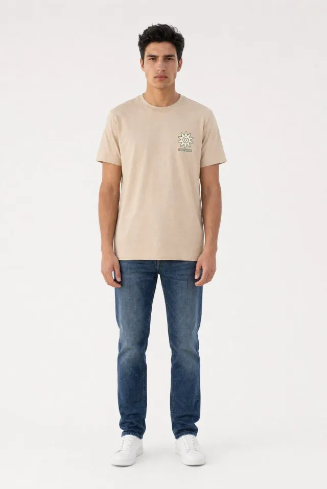 Teddy Smith T-Ethnic MC Beige t-shirt ampia stampa etnica