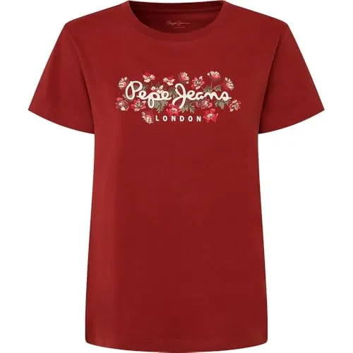 Pepe Jeans Ginny T-Shirt Donna Bianca cotone logo floreale