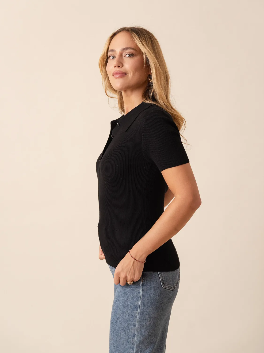 Oraije Meline polo maglia nero maniche corte