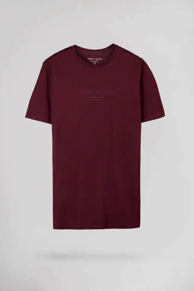 Teddy Smith T-Jim MC t-shirt uomo bordeaux rilievo petto