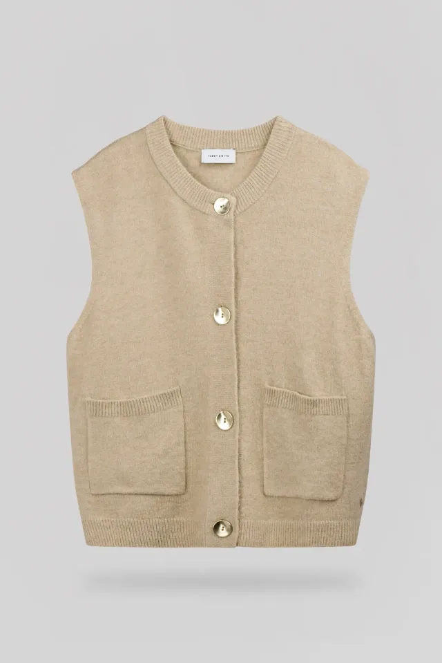Teddy Smith G-Hazel gilet donna beige soft grege
