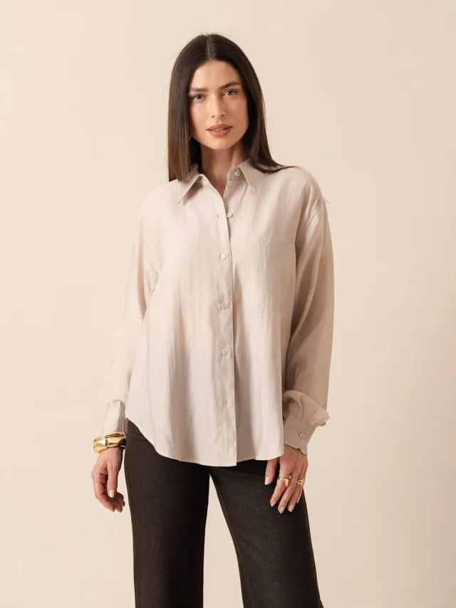 Oraije Orelis camicia beige oversize cotone