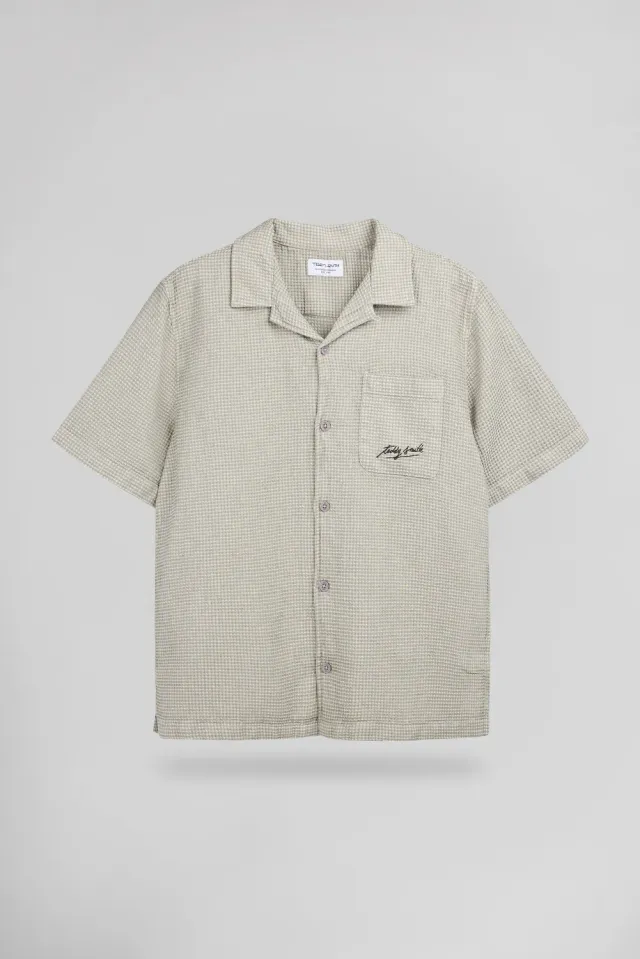 Teddy Smith C-Elvis MC Bleach Kaki Camicia Uomo Hawaiana