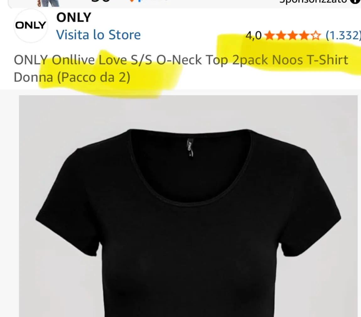 Only Onllive Love t-shirt donna M 2 pack cotone