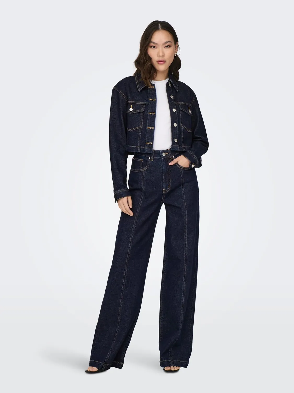 ONLY Onlhope Mae1288 Jeans Donna Gamba Larga 27W/30L Vita Alta