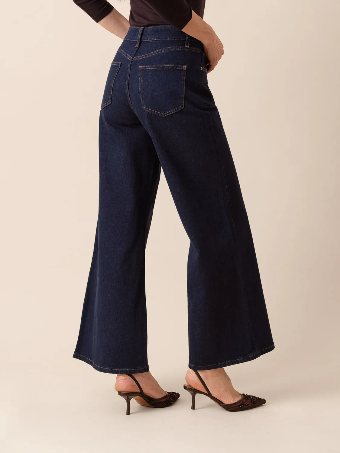 Oraije Pietro jeans palazzo donna blu brut