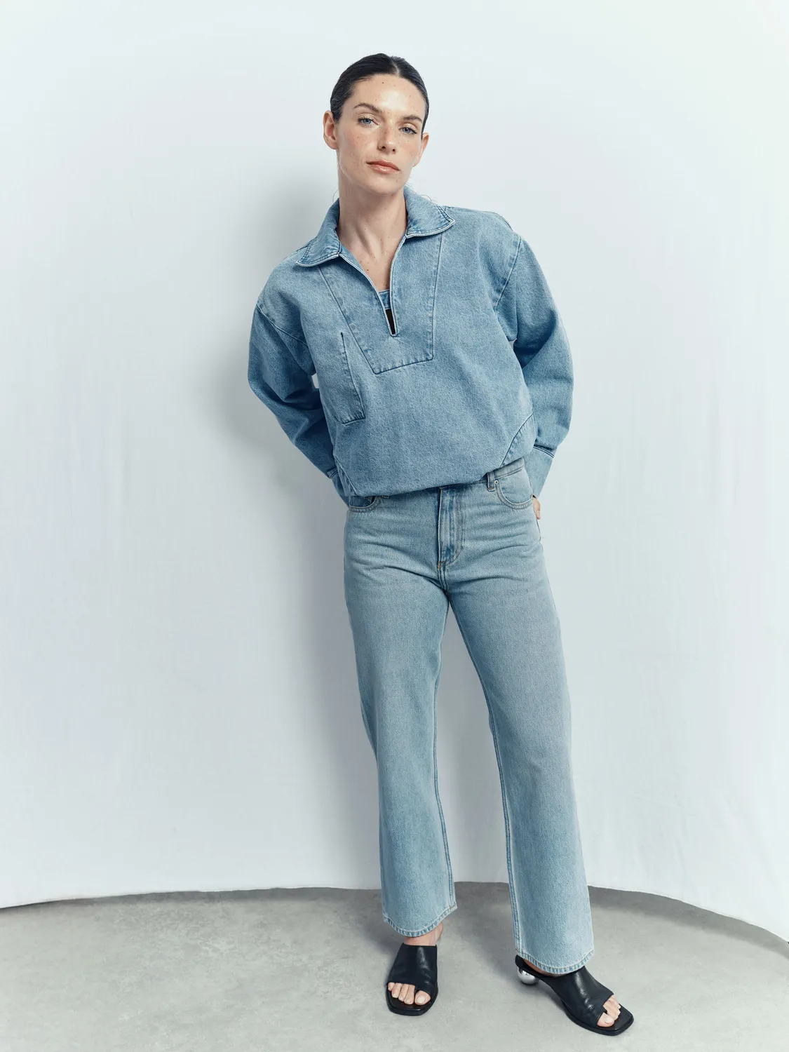 acquaverde Anouck jeans vita alta dirty bleach