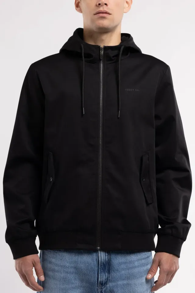 Teddy Smith B-Sansonito Giubbotto Nero Cappuccio Twill
