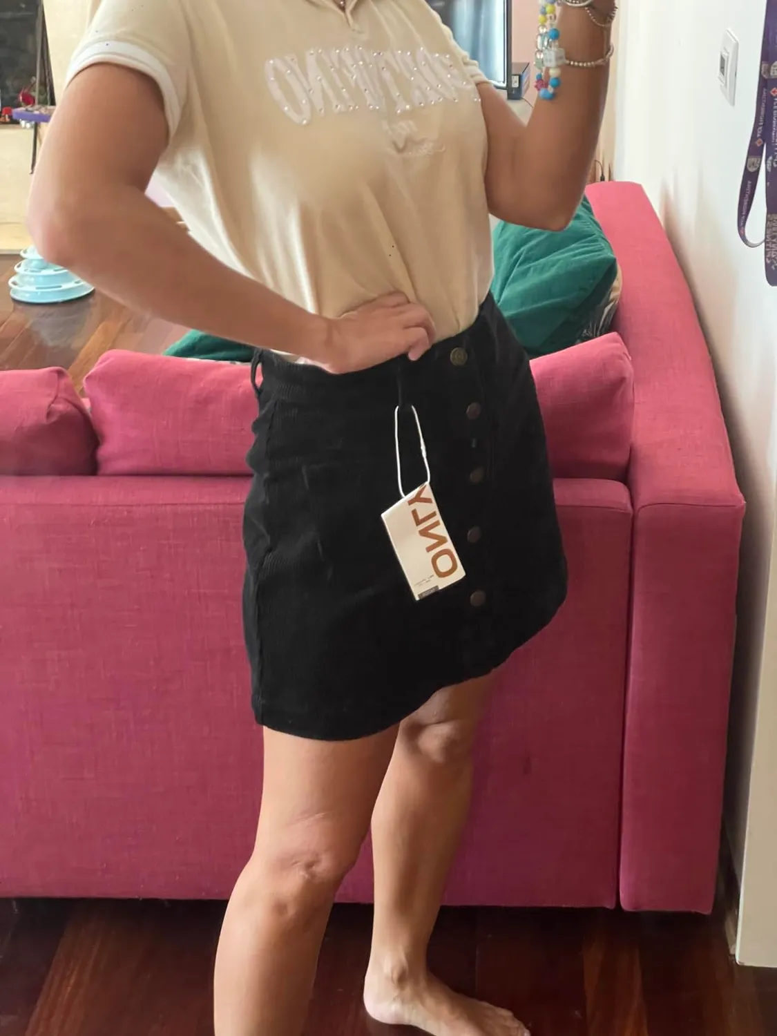 ONLY ONLAMAZING Gonna Cotone Donna Corta Bottoni