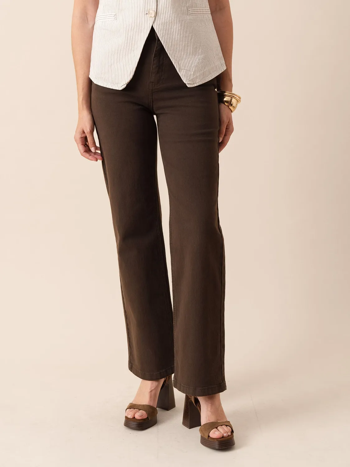 Oraije Barbara jeans dritti straight cioccolato