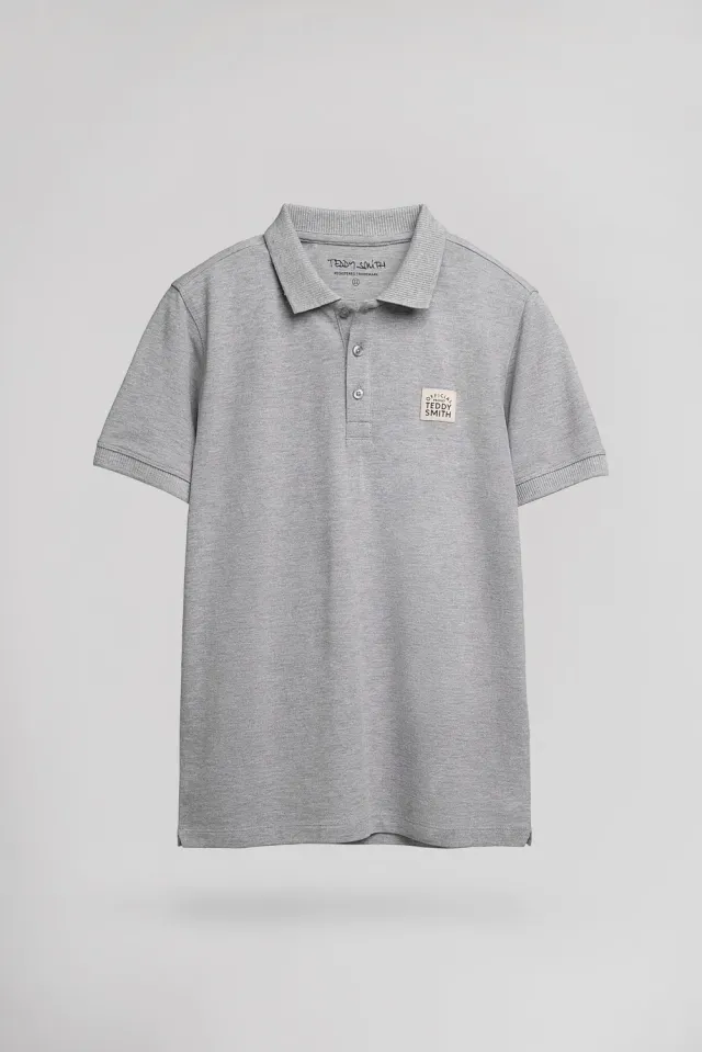 Teddy Smith P-Label MC JR polo bambino grigio piqué cotone