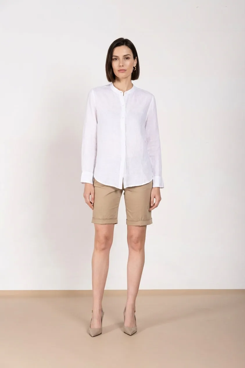 Mason's Delhi camicia donna bianco lino manica lunga