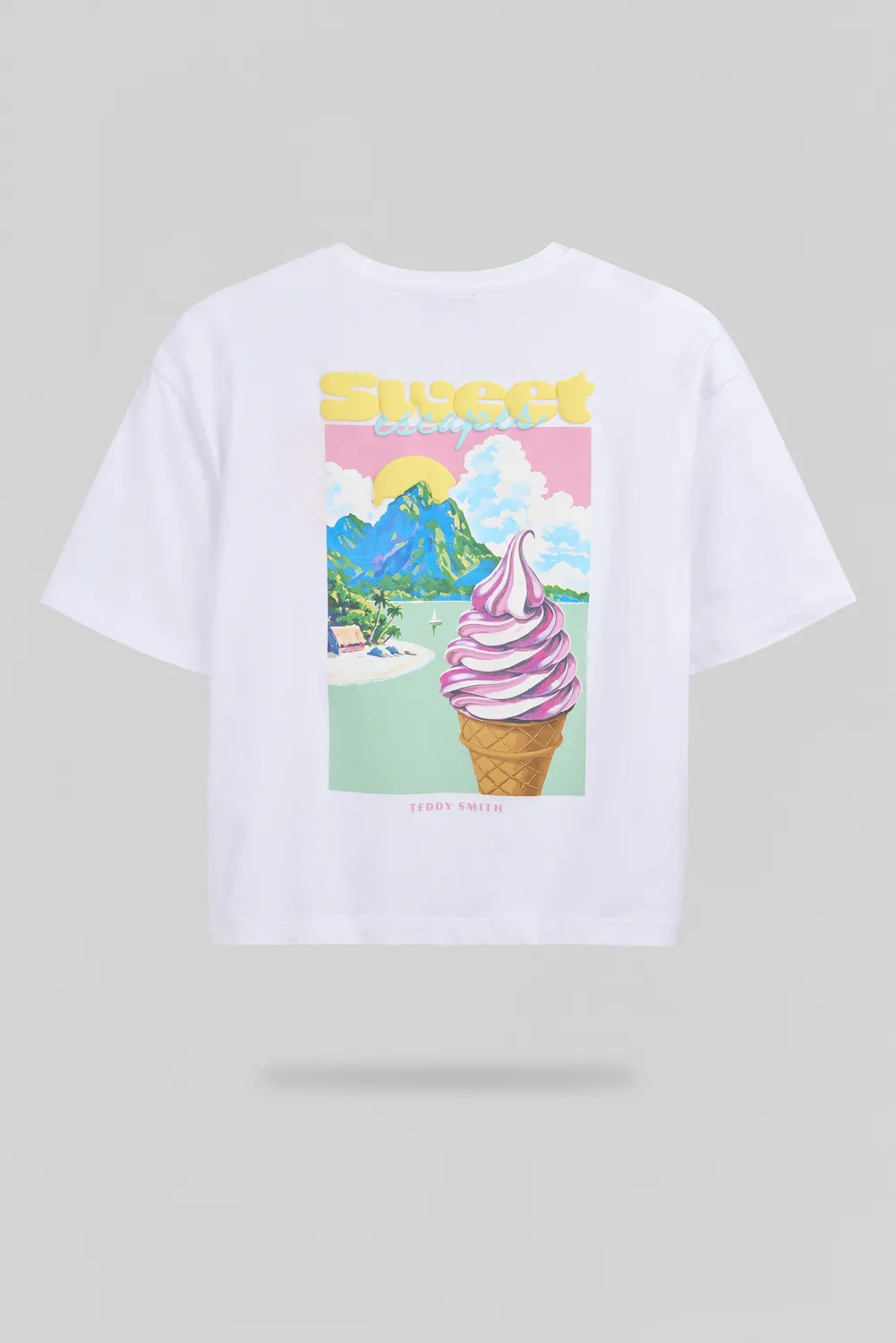 Teddy Smith T-Icy MC t-shirt bianca oversize donna