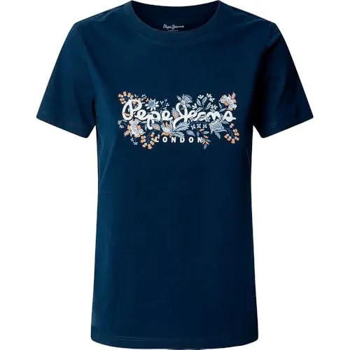 Pepe Jeans Rosalind T-Shirt Donna M fiori bianca