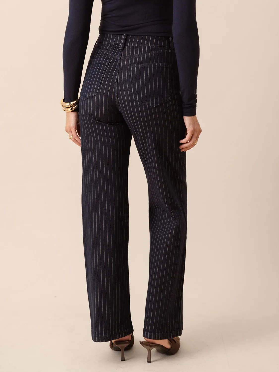 Oraije Gabriel jeans wide rigato grezzo