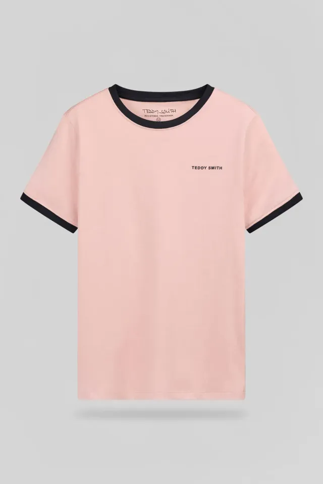 Teddy Smith The Tee 2 T-Shirt Ragazzo Rosa Pastel 100% Cotone