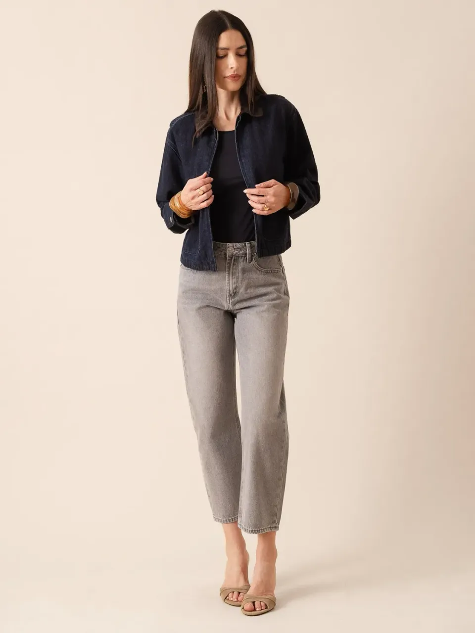 Oraije Boy jeans barrel grigio chiaro