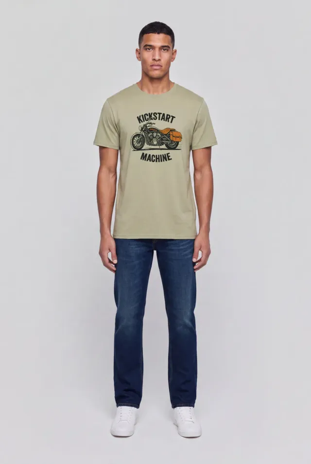 Teddy Smith T-Carso MC t-shirt uomo kaki stampa moto