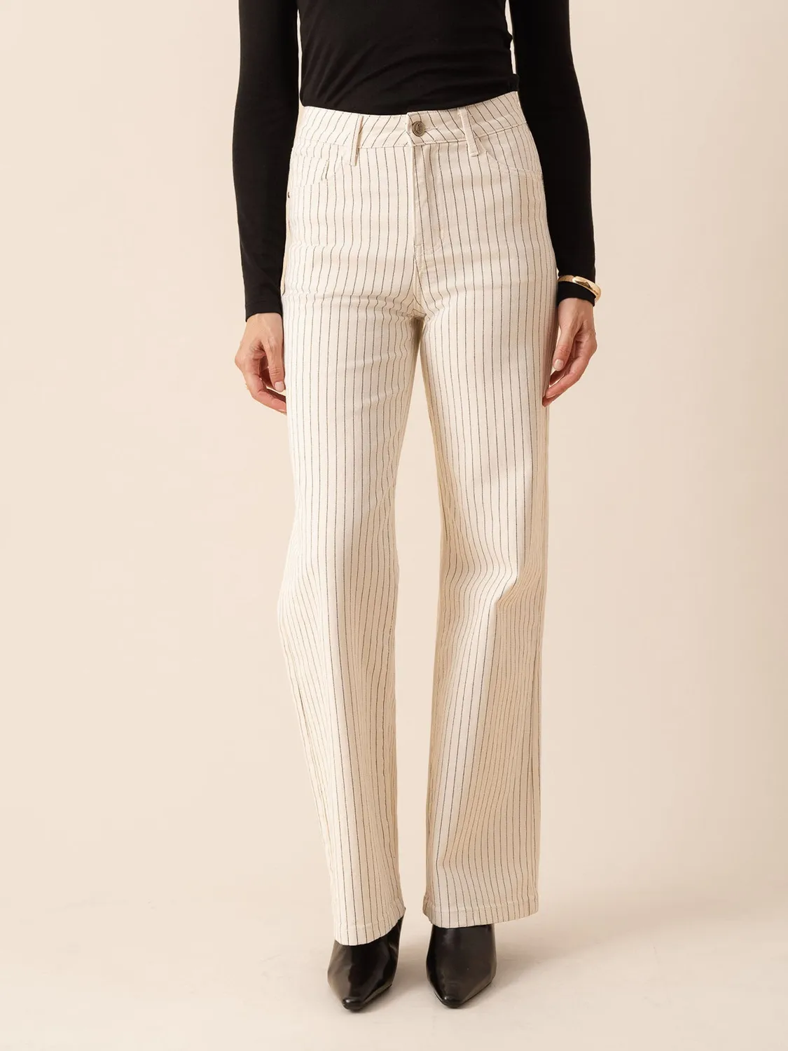 Oraije Gabriel jeans wide rigato naturale