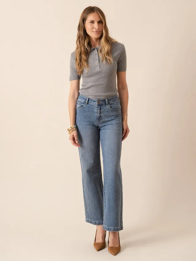 Oraije Mona jeans flare blu stone chiaro denim
