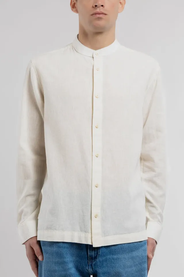 Teddy Smith C-Jord ML Camicia Uomo Cream Collo Mao Lino