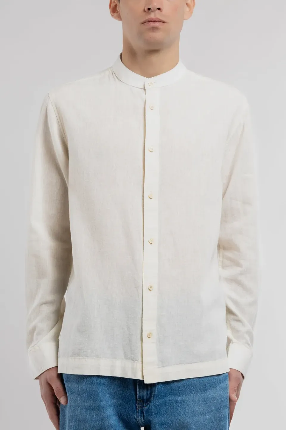 Teddy Smith C-Jord ML Camicia Uomo Cream Collo Mao Lino