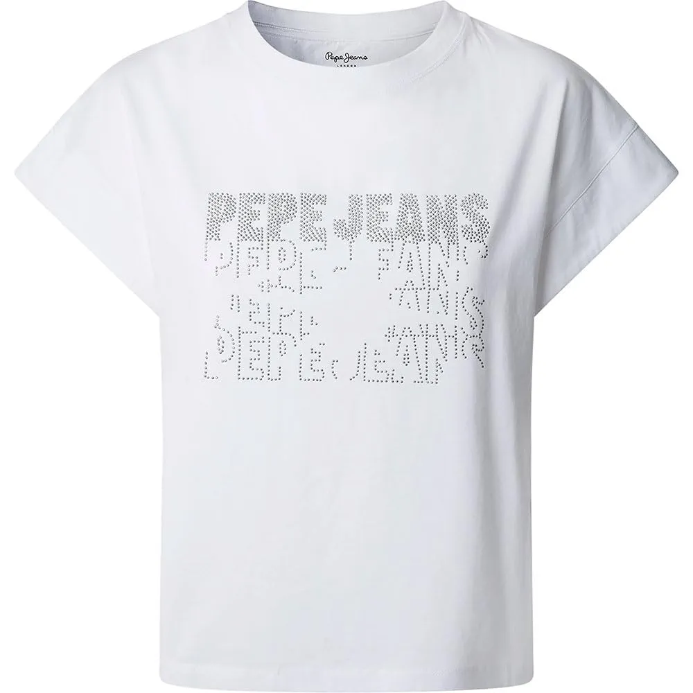 Pepe Jeans Lira T-Shirt Donna Bianca Senza Maniche Strass