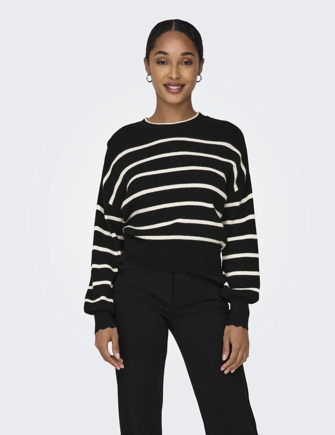 Only Onlibi Pullover Donna Nero a Righe M
